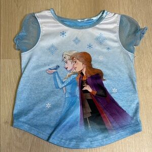 Disney Frozen Blue & White Anna Elsa Pajama Top Little Girl’s size 4